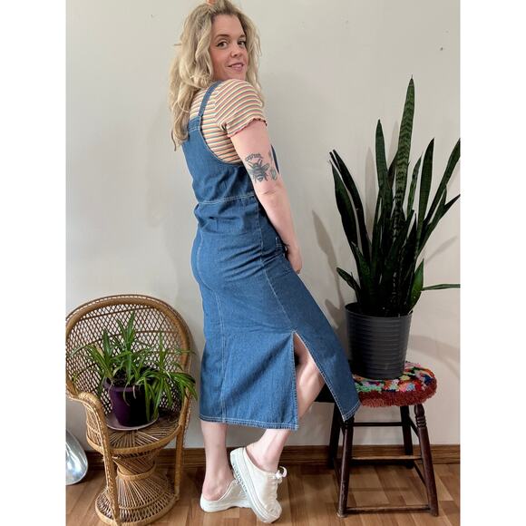 90’s Denim Jumper Dress size Large - Picture 3 of 9